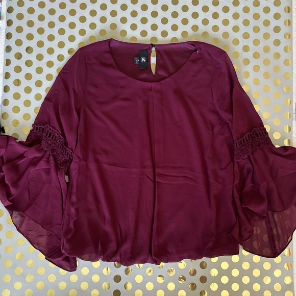 Iz Byer Purple Ruffled Bell Sleeve Blouse - Picture 1 of 2